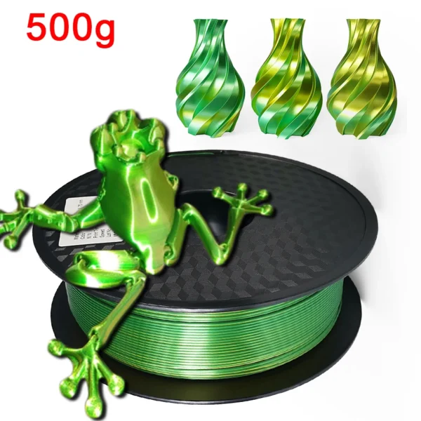 Filamento PLA de doble Color para impresora 3D, Material de impresión 3D de dos tonos, filamentos mágicos de seda Duotone de sublimación de dos colores de 1,75mm - AliExpress  - Color : Gold green-500g - Enviado desde : CHINA