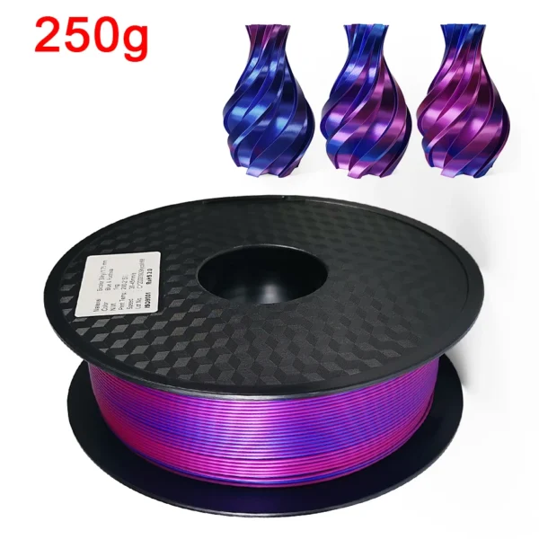 Filamento PLA de doble Color para impresora 3D, Material de impresión 3D de dos tonos, filamentos mágicos de seda Duotone de sublimación de dos colores de 1,75mm - AliExpress  - Color : Blue purple-250g - Enviado desde : CHINA