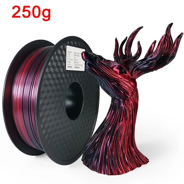 Filamento PLA de doble Color para impresora 3D, Material de impresión 3D de dos tonos, filamentos mágicos de seda Duotone de sublimación de dos colores de 1,75mm - AliExpress  - Color : Black red-250g - Enviado desde : CHINA