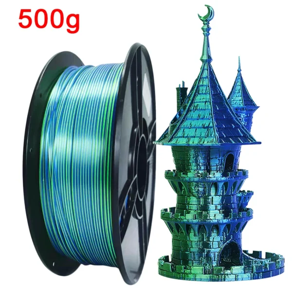 Filamento PLA de doble Color para impresora 3D, Material de impresión 3D de dos tonos, filamentos mágicos de seda Duotone de sublimación de dos colores de 1,75mm - AliExpress  - Color : Blue Green-500g - Enviado desde : CHINA