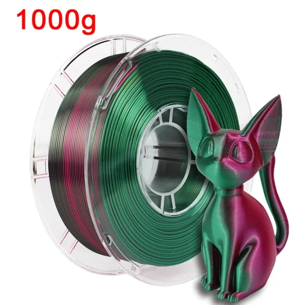 Filamento PLA de doble Color para impresora 3D, Material de impresión 3D de dos tonos, filamentos mágicos de seda Duotone de sublimación de dos colores de 1,75mm - AliExpress  - Color : PURred-DKGreen-1kg - Enviado desde : CHINA