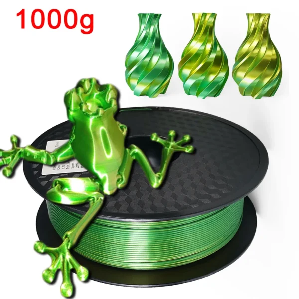 Filamento PLA de doble Color para impresora 3D, Material de impresión 3D de dos tonos, filamentos mágicos de seda Duotone de sublimación de dos colores de 1,75mm - AliExpress  - Color : Gold green-1kg - Enviado desde : CHINA